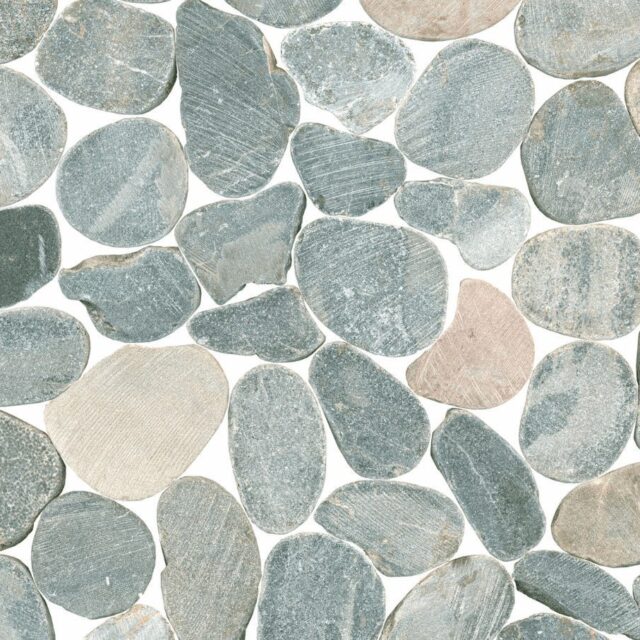 Dusty Grey Pebbles Rock Mosaic Tile 12x12 In