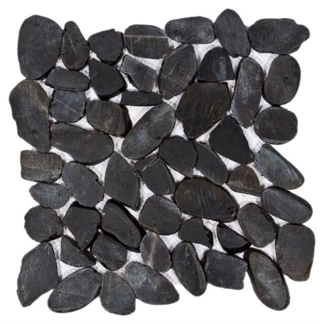 Black Flat Pebble Stone Mosaic