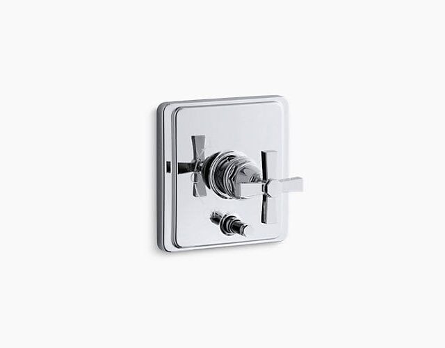 Pinstripe® Rite-Temp® Pressure-Balancing Valve Trim with Diverter and Plain Cross Handle