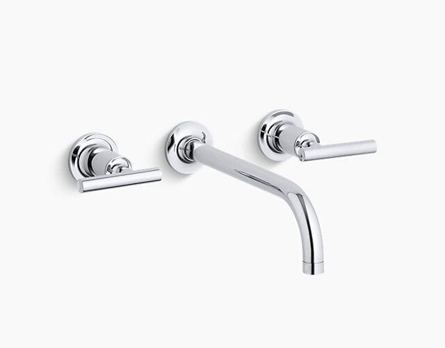 Purist® Wall-Mount Bathroom Sink Faucet Trim with 9", 90-Degree Angle Spout and Lever Handles