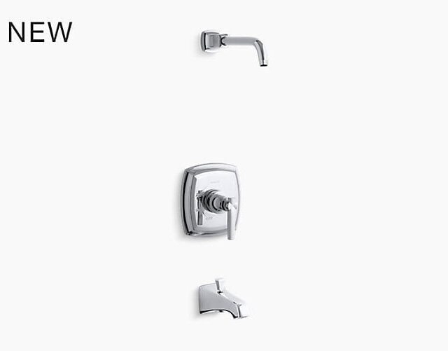 Margaux® Rite-Temp® Bath and Shower Valve Trim with Lever Handle and NPT Spout, Less Showerhead
