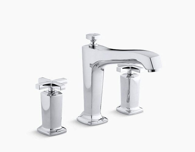 Margaux® Deck-Mount Bath Faucet Trim for High-Flow Valve with Diverter Spout and Cross Handles