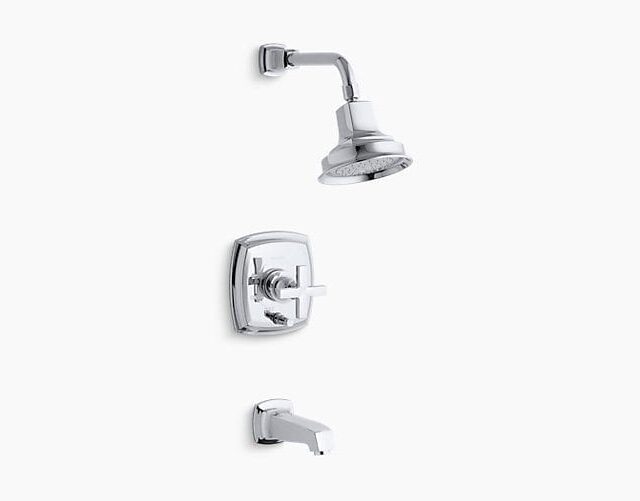 Margaux® Rite-Temp® Pressure-Balancing Bath and Shower Faucet Trim with Push-Button Diverter and Cross Handle