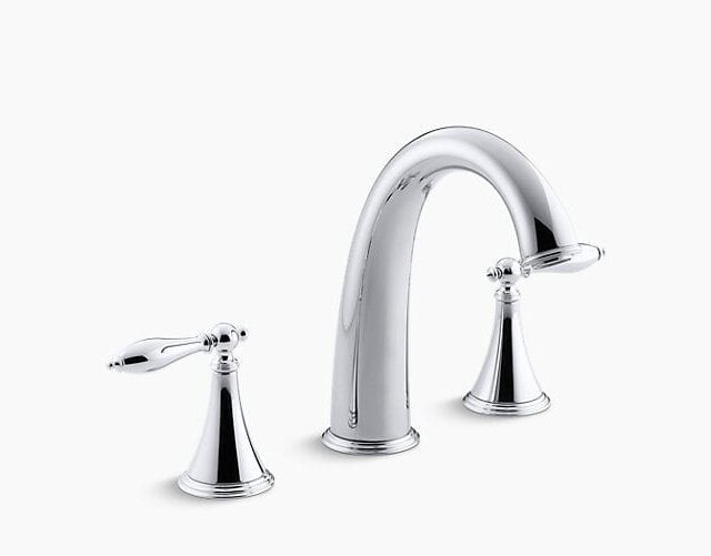 Finial® Traditional Deck-Mount Bath Faucet Trim for High-Flow Valve with Lever Handles