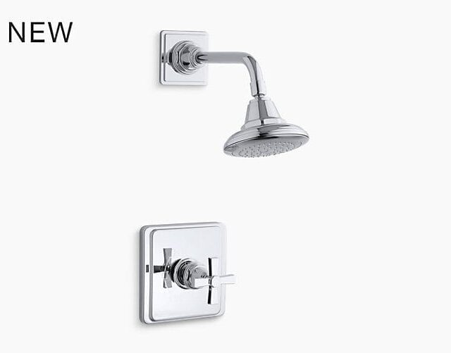 Pinstripe® Rite-Temp® Shower Valve Trim with Cross Handle and 2.5 GPM Showerhead