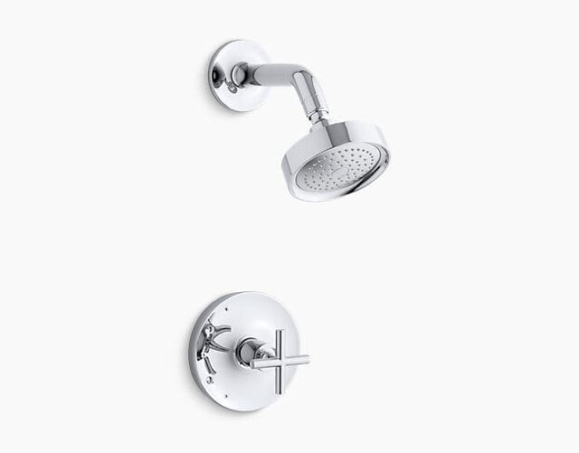 Purist Rite-Temp Shower Valve Trim with Cross Handle and 2.5 GPM Showerhead