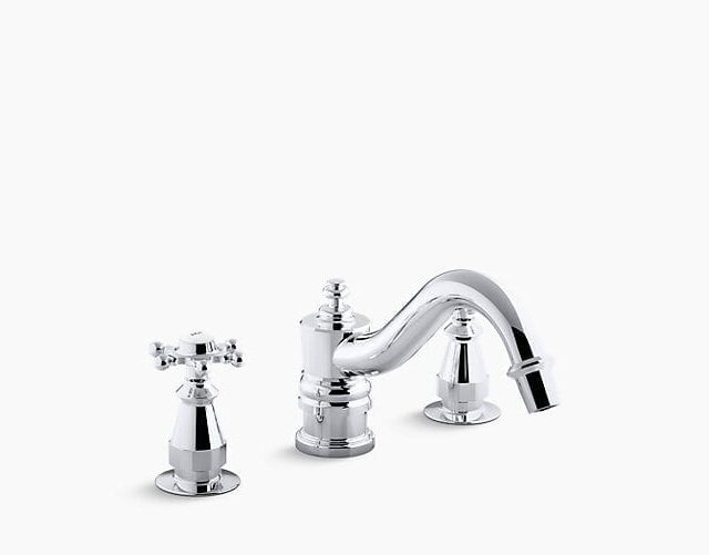 Antique Six-Prong Bath Faucet Trim for Deck-Mount High-Flow Valve