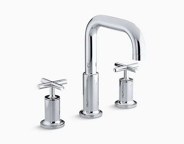 Purist Deck-Mount Bath Faucet Trim for High-Flow Valve with Cross Handles