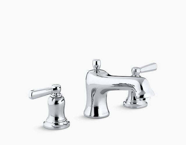 Bancroft Bath Faucet Trim for Deck-Mount High-Flow Valve with Non-Diverter Spout and Metal Lever Handles