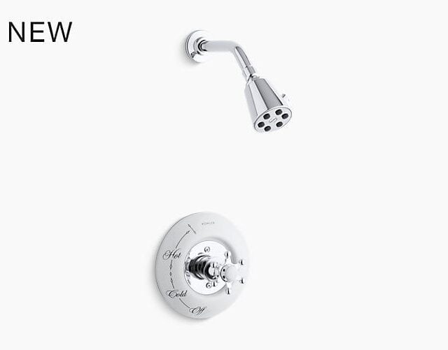 Antique Shower Valve Trim with Six-Prong Handle and 2.5 GPM Showerhead