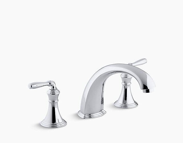 Devonshire Deck-/Rim-Mount Bath Faucet Trim for High-Flow Valve with 9" Non-Diverter Spout and Lever Handles