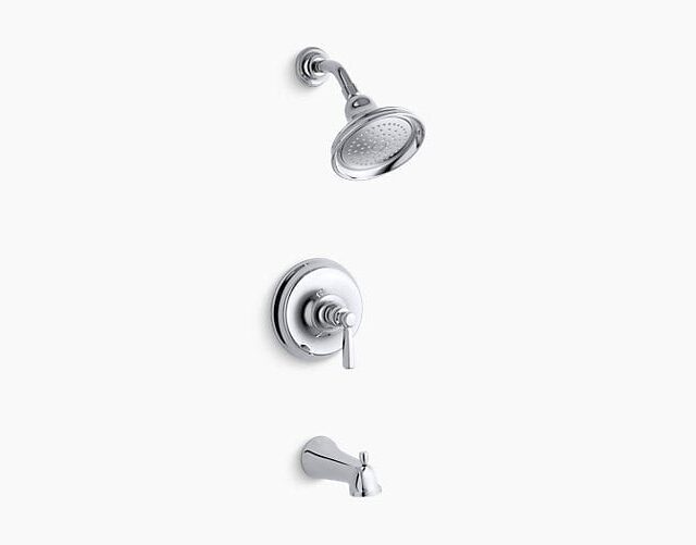Bancroft Rite-Temp Bath and Shower Valve Trim with Metal Lever Handle, NPT Spout and 2.5 GPM Showerhead