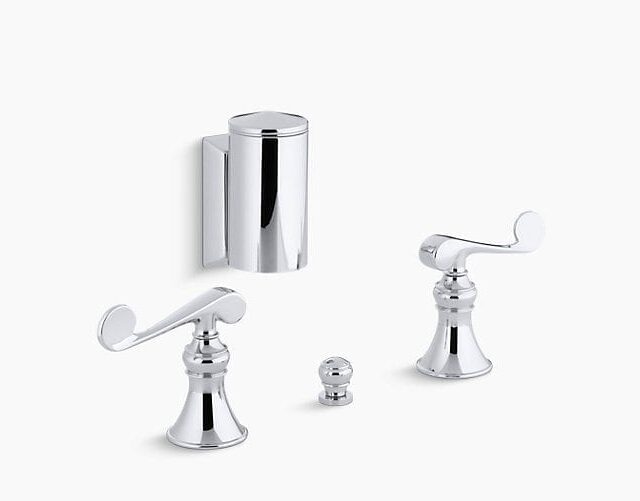 Revival Below-the-Rim Horizontal Swivel Spray Bidet Faucet with Scroll Lever Handles