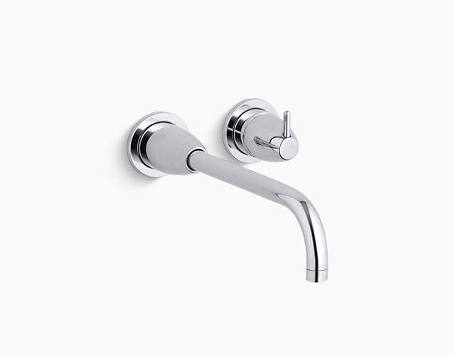 Falling Water Wall-Mount Bathroom Sink Faucet Trim with 10-1/4" Angular Spout