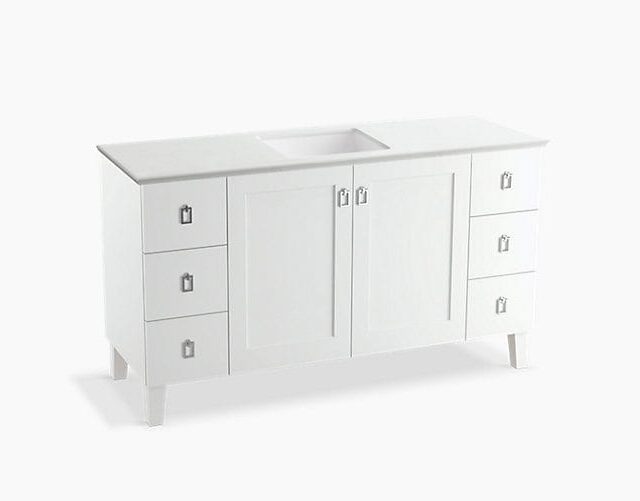 Poplin 60" Bathroom Vanity Cabinet with Legs, 2 Doors and 6 Drawers