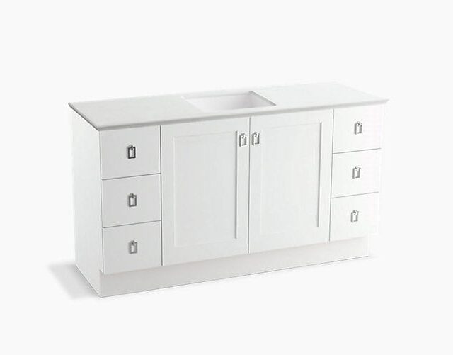 Poplin 60" Bathroom Vanity Cabinet with Toe Kick, 2 Doors and 6 Drawers