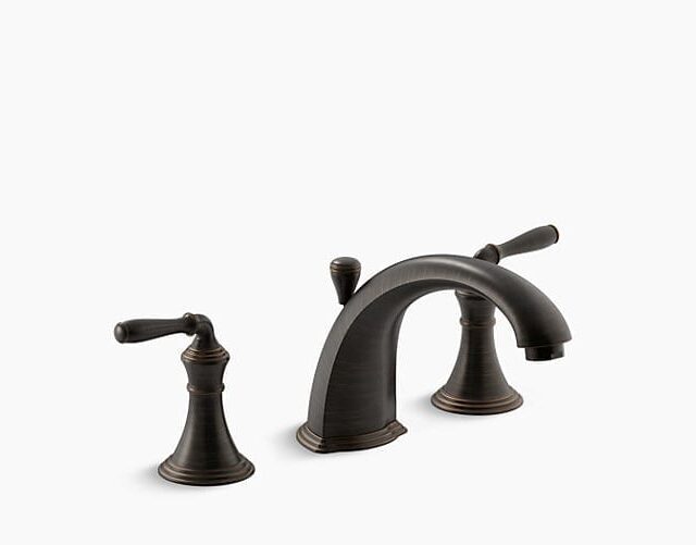 Devonshire Deck-/rim-mount bath faucet trim for high-flow valve with 8-15/16" diverter spout and lever handles, valve not included