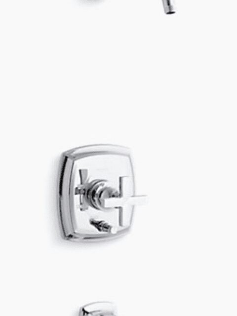 Margaux® Rite-Temp® Bath and Shower Trim Set with Push-Button Diverter and Cross Handle, Less Showerhead