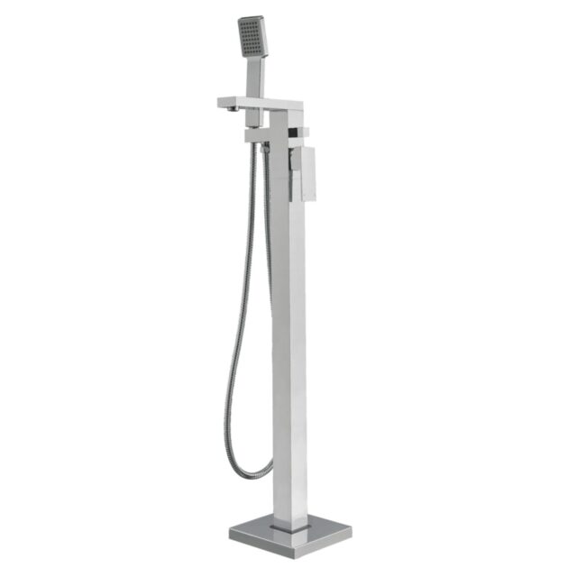 Bathhaus Freestanding 34" Single Lever Tub Filler with Integrated Diverter Valve and Hand Held Shower Spray