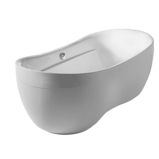 Bathhaus Oval Double Ended Lucite Acrylic Freestanding Bathtub with Curved Rim